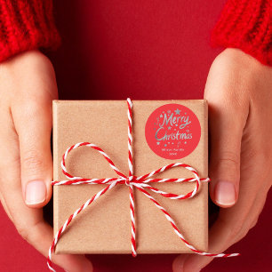 Adesivo Personalizado de Natal Vermelho com Script Moderno