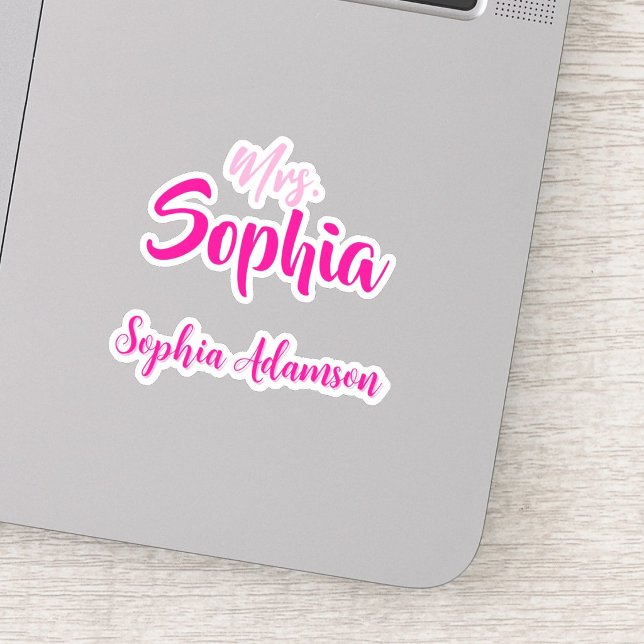 Adesivo Personalizado de Nome de Professora Rosa ( (custom name teacher decal)