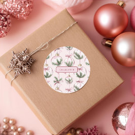 Adesivo Personalizado de Ornamento de Natal Rosa M