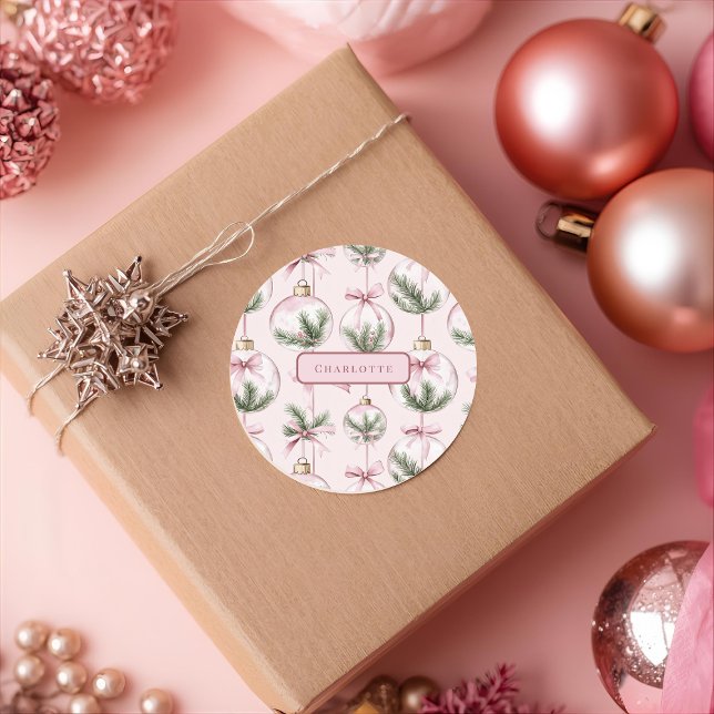 Adesivo Personalizado de Ornamento de Natal Rosa M (Criador carregado)