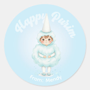 Adesivo Personalizado de Purim – Algodão Doce Azul