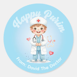 Adesivo Personalizado de Purim – Tema Médico