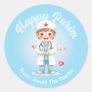 Adesivo Personalizado de Purim – Tema Médico