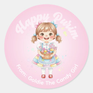 Adesivo Personalizado de Purim – Tema Menina Doce