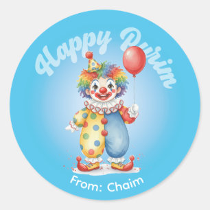 Adesivo Personalizado de Purim - Tema Palhaço