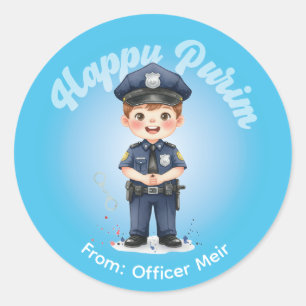 Adesivo Personalizado de Purim - Tema Policial