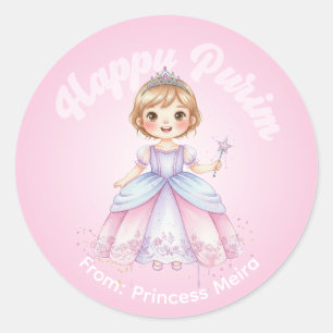 Adesivo Personalizado de Purim – Tema Princesa