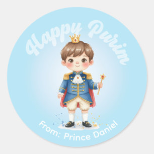 Adesivo Personalizado de Purim - Tema Príncipe