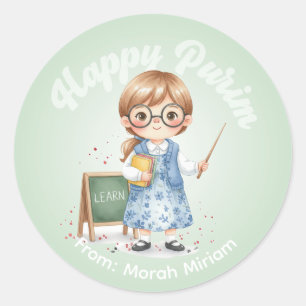 Adesivo Personalizado de Purim - Tema Professor