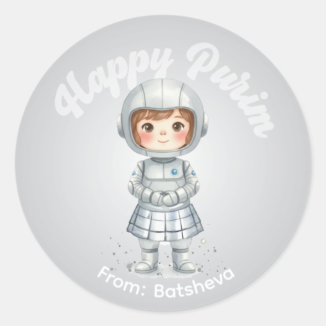 Adesivo Personalizado de Purim – Tema Robô (Frente)