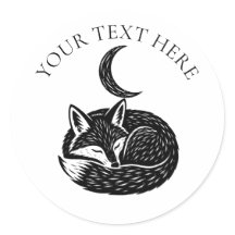 Adesivo Personalizado de Raposa & Lua Crescente Na