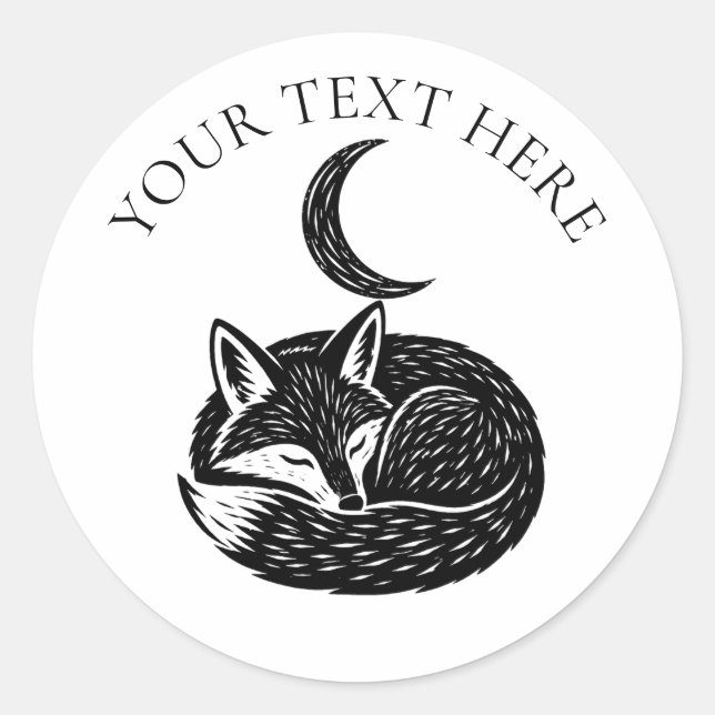 Adesivo Personalizado de Raposa & Lua Crescente Na (Frente)