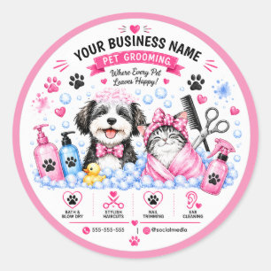 Adesivo Personalizado de Salão de Pet com Aquarela