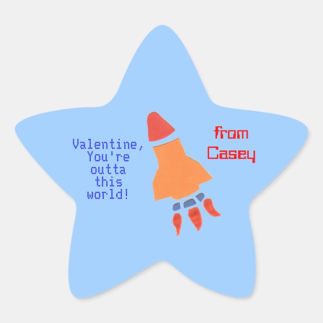 Adesivo personalizado de valentine com foguete (Frente)