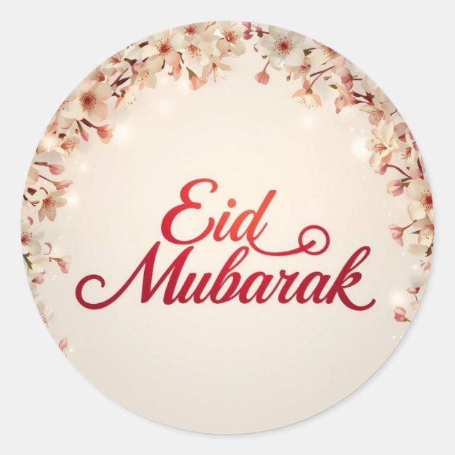 Adesivo Personalizado Eid Mubarak Muçulmano Clássico  (Frente)