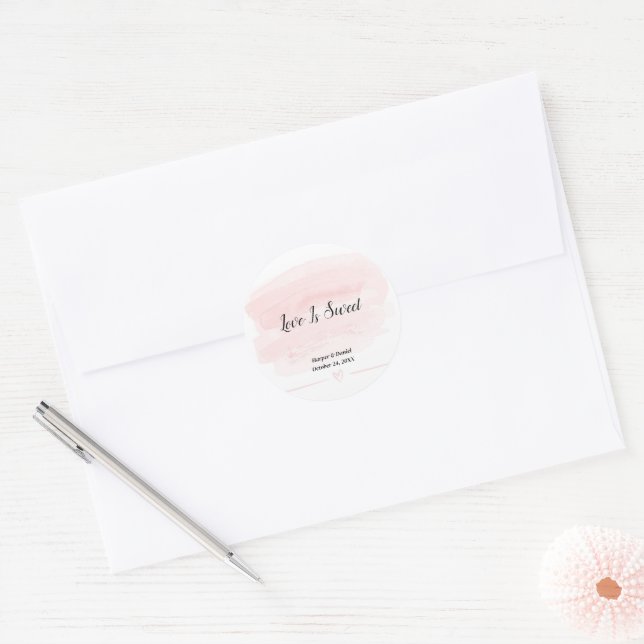 Adesivo Personalizado Elegante de Aquarela Rosa (Envelope)