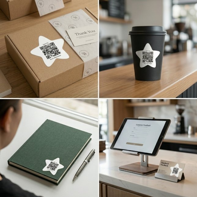 Adesivo Personalizado em Forma de Estrela com Códi (Custom QR Code Star Shaped Sticker)