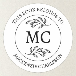 Adesivo Personalizado Este Livro Pertence a Monograma