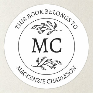 Adesivo Personalizado Este Livro Pertence a Monograma
