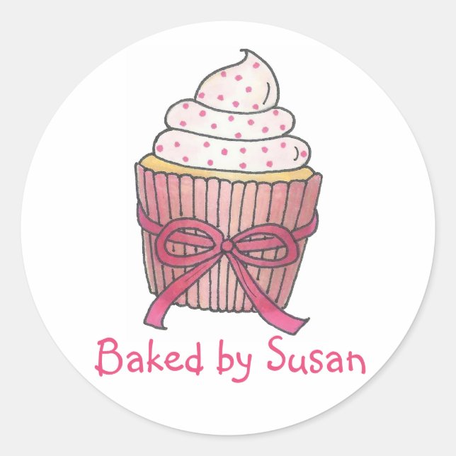 Adesivo Personalizado Fabricado Por Bolo De Cupcake Rosa D (Frente)