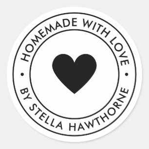 Adesivo Personalizado Feito em Casa Com Amor Coração