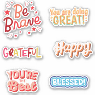 Adesivo Personalizado feliz, corajoso, grato, abençoado, m
