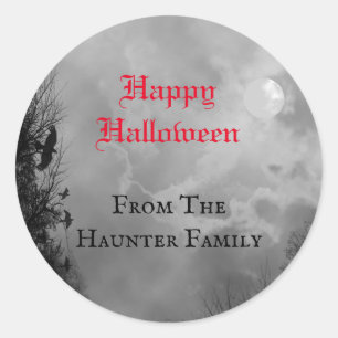 Adesivo Personalizado Feliz Halloween Lua Cheia e 