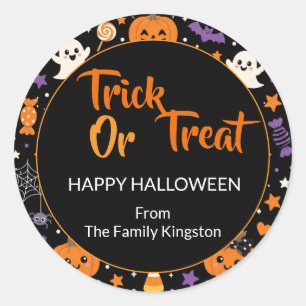 Adesivo Personalizado Feliz Halloween Nome da Famí