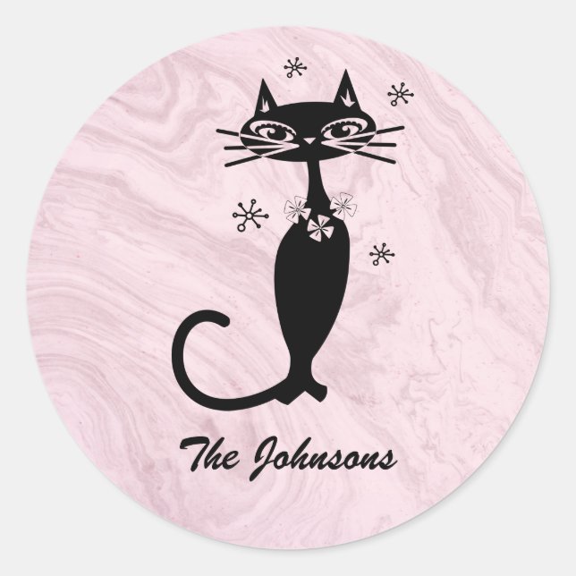 Adesivo Personalizado Gato Preto Atômico Retro (Frente)