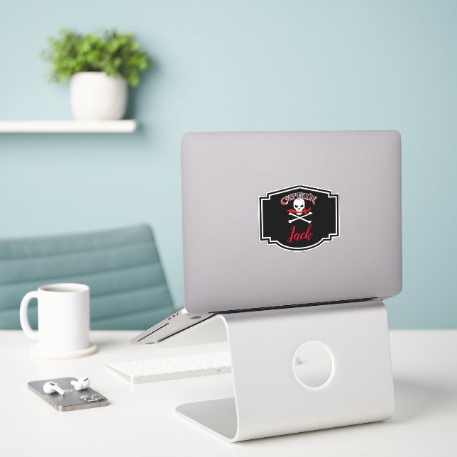 Adesivo Personalizado Jolly Roger (Cutlass) (Laptop na mesa)