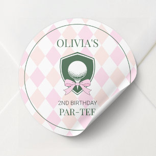 Adesivo Personalizado Lindo Rosa Golfe para Meninas 2º Ani