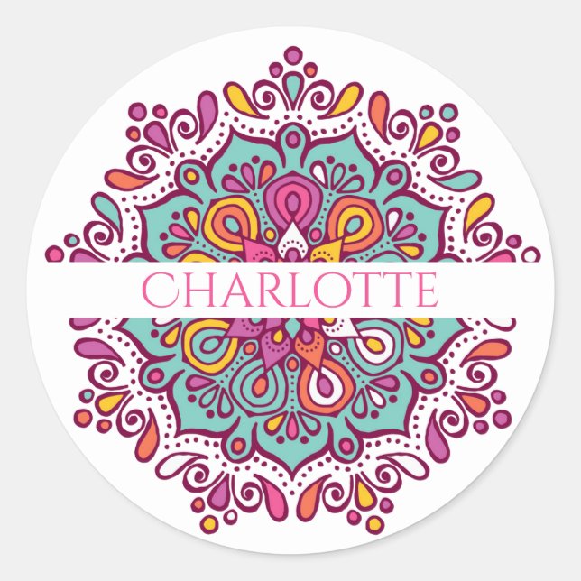Adesivo Personalizado Mandala Colorido (Frente)