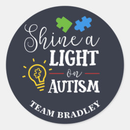 Adesivo Personalizado Mostra Uma Luz no Autismo Equipe Cor