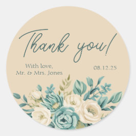 Adesivo Personalizado Obrigado Casamento Floral