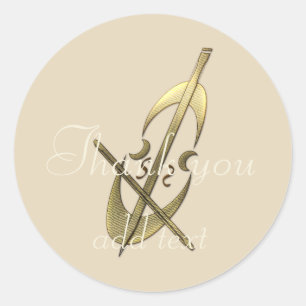 Adesivo Personalizado Obrigado Music Dourado Cello Sticker