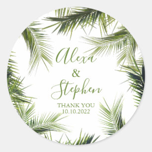 Adesivo Personalizado Obrigado Palm Deixa Casamento Tropic