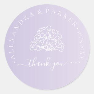 Adesivo Personalizado Obrigado pelo casamento Purple Flora