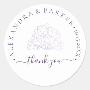 Adesivo Personalizado Obrigado pelo casamento Purple Flora
