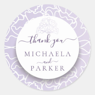 Adesivo Personalizado Obrigado Púrpura Floral de Casamento