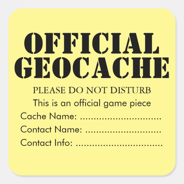 Adesivo personalizado oficial do Geocache (Frente)