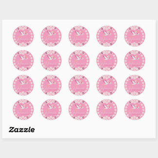 Adesivo Personalizado para Chá de Bebê – Cegonha B