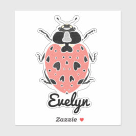 Adesivo Personalizado Pink Ladybug Nome