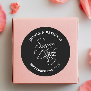 Adesivo Personalizado Preto e Branco Save the Date de Casa