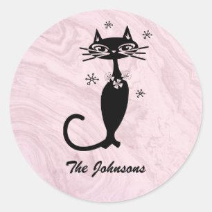 Adesivo Personalizado Preto Gato Atômico Retro