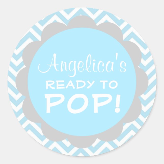 Adesivo Personalizado pronto para Pop Chá de fraldas Blue  (Frente)