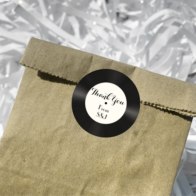 Adesivo Personalizado Retro Faux Vinyl Record Música Obrig (Criador carregado)