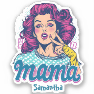 Adesivo Personalizado Retro Mama Pop Art (11)
