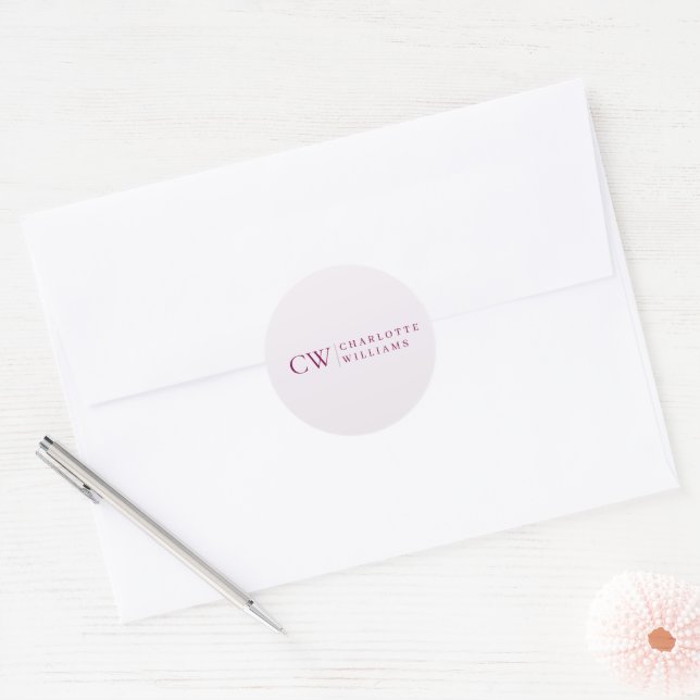 Adesivo Personalizado Rosa com Inicial e Nome Mono (Envelope)