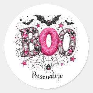 Adesivo Personalizado Rosa Falso Joia Boo Assustador Hallo