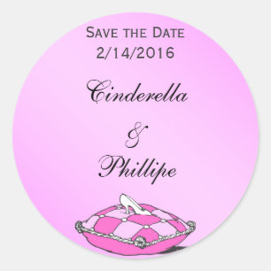 Adesivo Personalizado Salvar a Data Cinderela Slipper Rosa